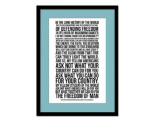 Inauguratio n Speech - Art Print - JFK Presidential Speech - Quote ...