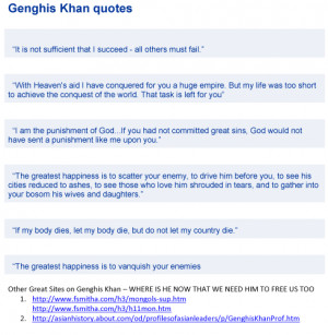 Genghis Khan's Code of Laws - Not much worse than current Police State