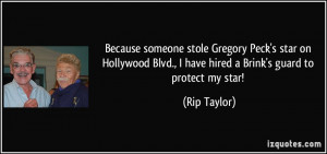 Because someone stole Gregory Peck's star on Hollywood Blvd., I have ...