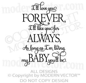 Details about I'll Love you Forever Quote Vinyl Wall Decal Lettering ...