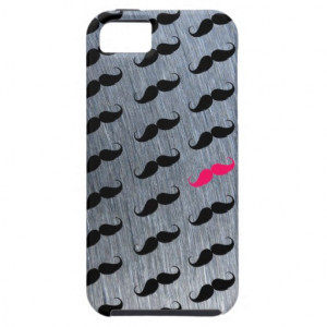 Funny Girly Pink And Black Moustache Pattern