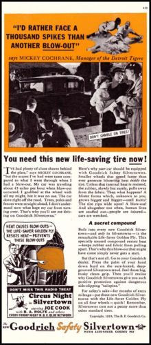 ... Tires Original Vintage Print Ad Baseballs Mickey Cochrane Quote | eBay