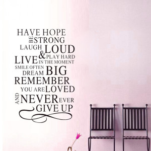 Wall Vinyl Decals Quotes DIY Have Hope Be Strong Never Give Up