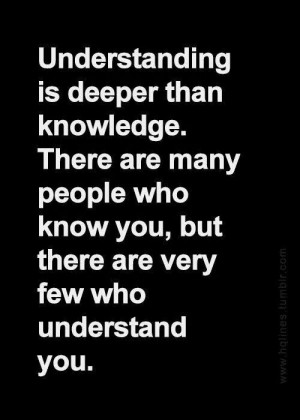 Understanding is deeper than knowledge.