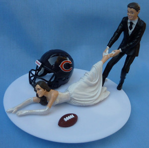Wedding Cake Topper Chicago Bears G Football Themed w/ Garter, Display ...
