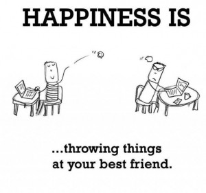 Funny Memes – Happiness is throwing things at your best friend