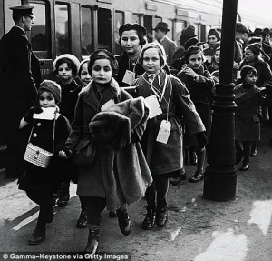 Saved: Jewish refugee children arrive in London in February 1939