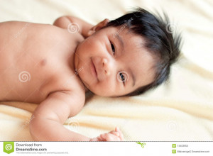 Gorgeous and happy smiling newborn infant. She is precious!