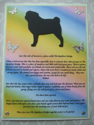 Handmade Pug Loss Sympathy Card Dog Rainbow Bridge Poem Pet Toy ...