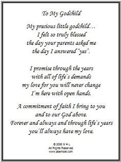 Thank You For Being My Godparent Quotes ~ PROUD GodMother on Pinterest ...