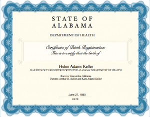 Helen Kellers Birth Certificate