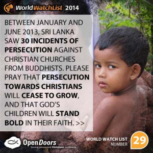 ... 50 countries in which Christians are being persecuted for their faith
