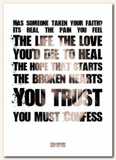 FOO FIGHTERS Best Of You - typography song lyric unframed poster art ...