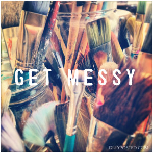 get messy photo of paintbrushes