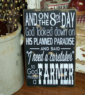 So God Made A Farmer Handmade Distressed Wood Sign
