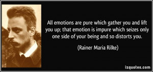 ... only one side of your being and so distorts you. - Rainer Maria Rilke