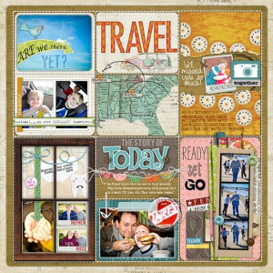 Scrapbook layout Travel by Frances. I love the different sizes of ...