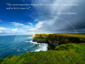 ... learn how to give out love, and to let it come in. - Morrie Schwartz