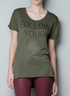 Hunch Letters Sequined T-shirt Follow your heart but don't lose your ...