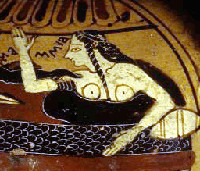 Image of Greek character Ismene on Old Pot in Louvre