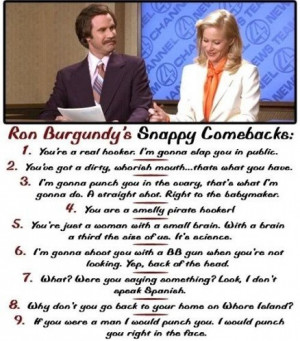 anchor man, insults, list, ron burgundy, snappy