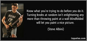 ... wall blindfolded will let you paint a nice picture. - Steve Albini