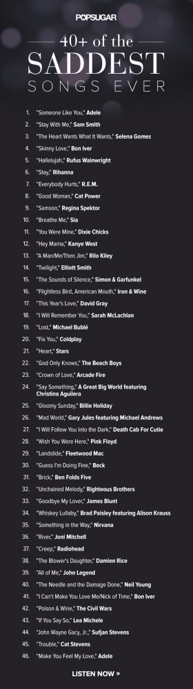 super need this. 40+ sad songs to boost your mood. Really. I know a ...