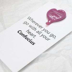 Confucius Quote Card and Pink Lampwork Glass Pocket Heart on Etsy, $6 ...