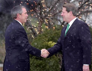 ... Vice president Al Gore (R) shakes hands with President George W. Bush