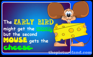 Funny Sayings About Early Morning With Picture Of Mouse And Cheese