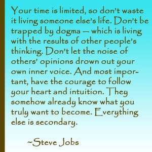 Thanks for the inspiration Steve! Follow your dreams!