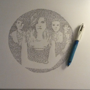 Echosmith drawing using lyrics from their songs as the shading