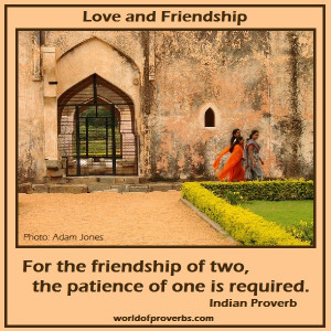 For the friendship of two, the patience of one is required.