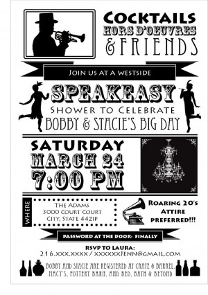 Speakeasy party invitation... I like the layout & the graphics.