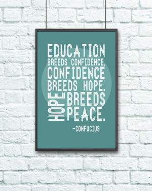 Educational Poster for Teachers - Confucius Quote - 20x30 - Seafoam ...