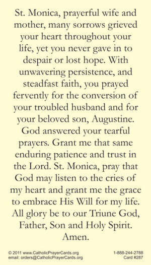 St. Monica Prayer Card