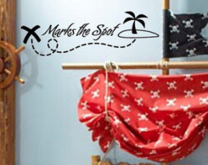 Pirates X Marks the Spot Treasure m ap and Palm Tree Boy's Room VInyl ...