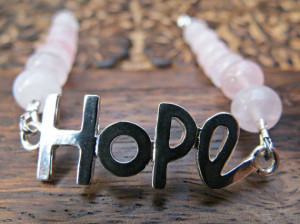 Light Pink Rose Quartz HOPE Quote Inspirational Bracelet by ...