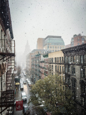 Snowfall on Washington Square Park, Greenwich Village, NYC [iphone]