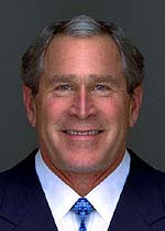 To the right we see Bush, with both sides of his brain intact.