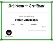perfect attendance printable