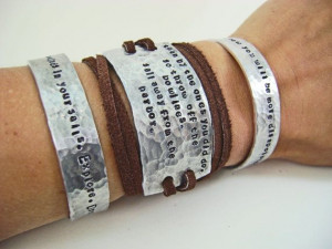 Custom leather wrap bracelet quote bracelets mark by ZennedOut, $100 ...
