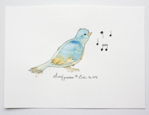 Song Bird Singing Bible Verse Watercolor Christian Painting 11x15