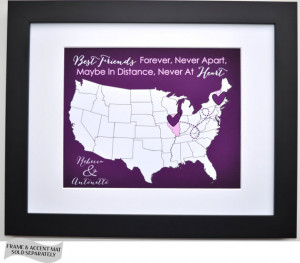 Cute Custom Best Friend Gift: Unique Personalized Quote Art Map ...