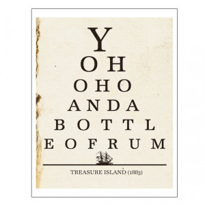 Yo Ho Ho Bottle of Rum, Treasure Island, Pirate Art, Eye Chart Print ...