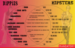 Hippies vs. Hipsters: A Venn Diagram Infographic