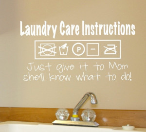 Decal - Laundry Care Instructions - Wall vinyl sayings - Laundry Room ...