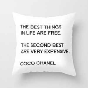 Velveteen Pillow - Coco Chanel - Quotes - The Best Things in Life - Ty ...