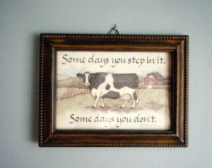 Vintage Wall Hanging, Country Quot e, Cow Art Print, Framed Wall Decor ...