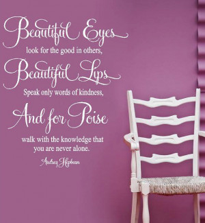 Hepburn- For Beautiful Eyes- Vinyl Lettering wall art words quotes ...
